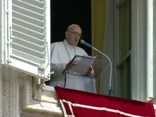 Pope Francis delivers his Angelus address at the Vatican, Aug. 1, 2021.